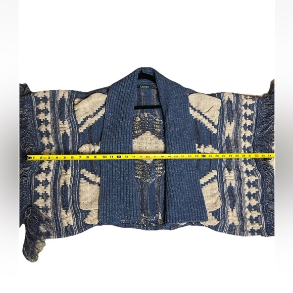 Ralph Lauren Blue and Cream Knit Cardigan - Picture 12 of 12